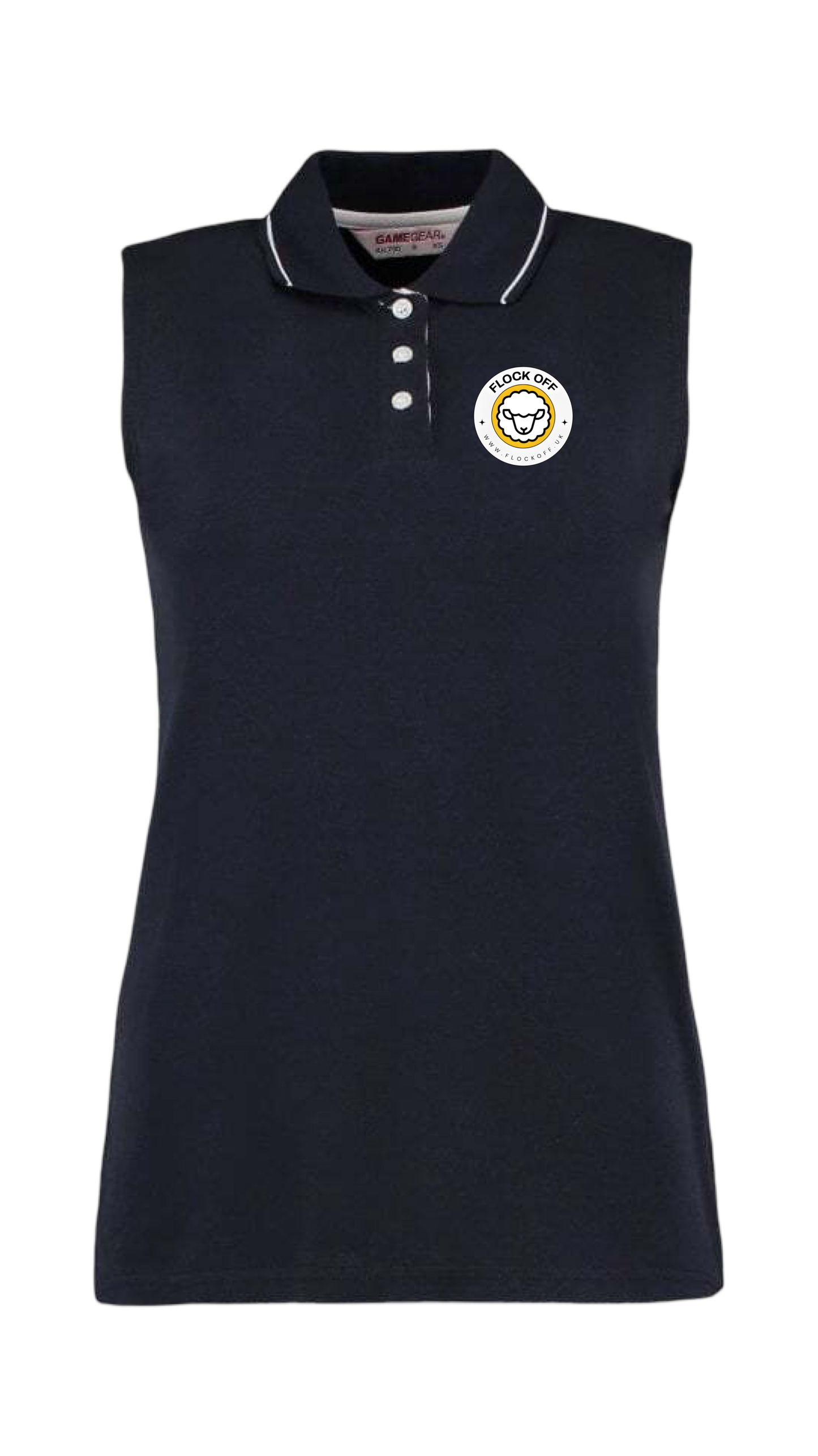 Official Flock Off Ladies Sleeveless Polo Shirt - All Designs