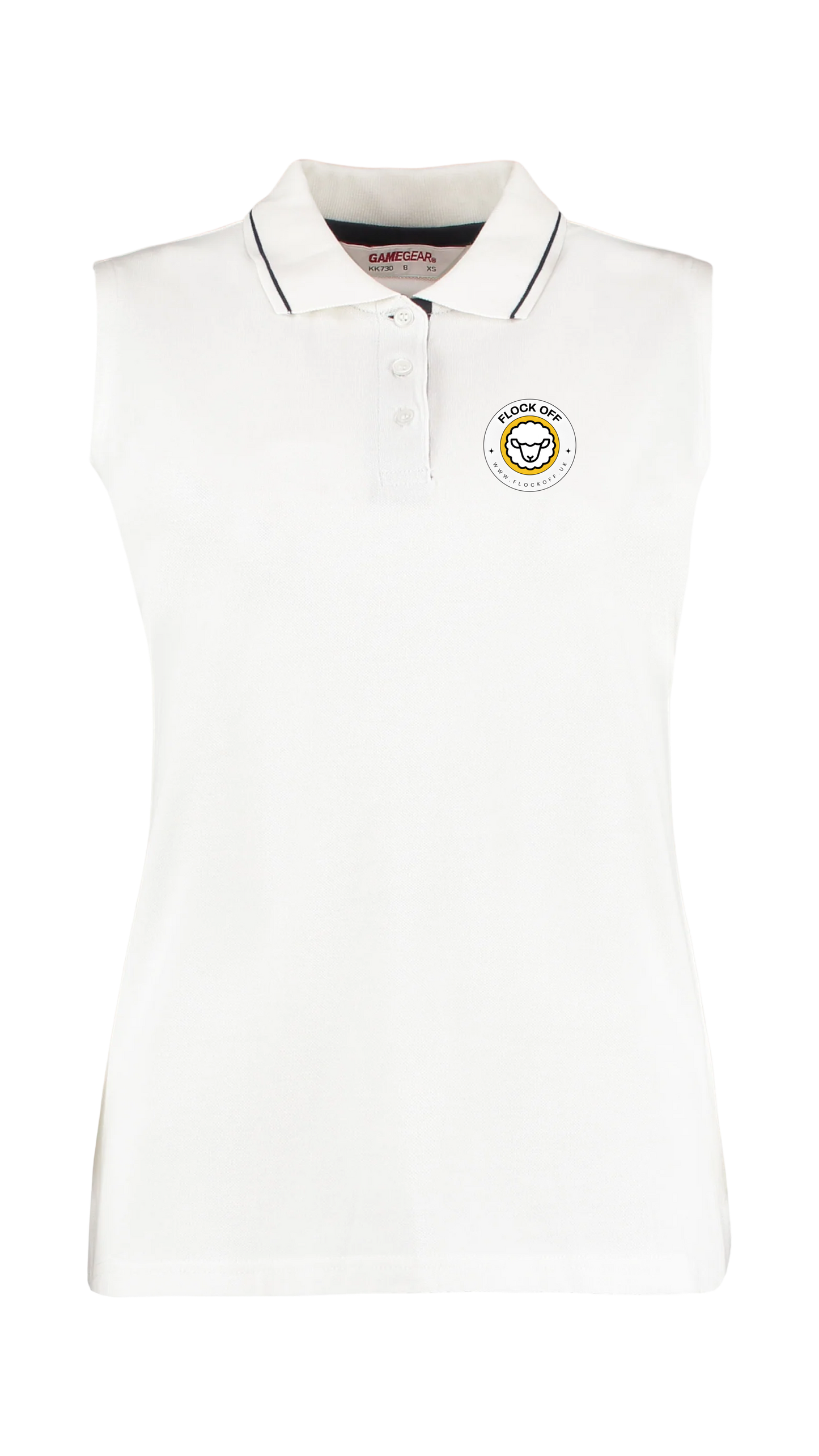 Official Flock Off Ladies Sleeveless Polo Shirt - All Designs