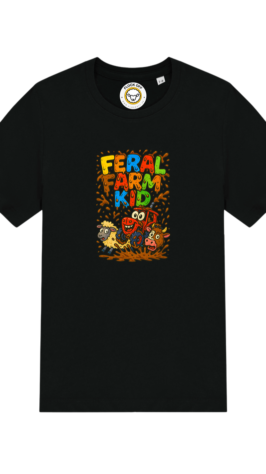 Official Flock Off Kids T-Shirt - Feral Farm Kid Colourful