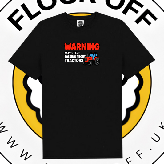 Official Flock Off T-Shirt - Warning Tractors Edition